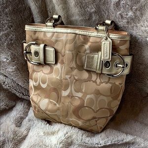 AUTHENTIC Tan optical coach bag w cardholder NWOT